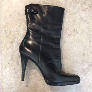Nine West Black Leather Platform Heel Boots